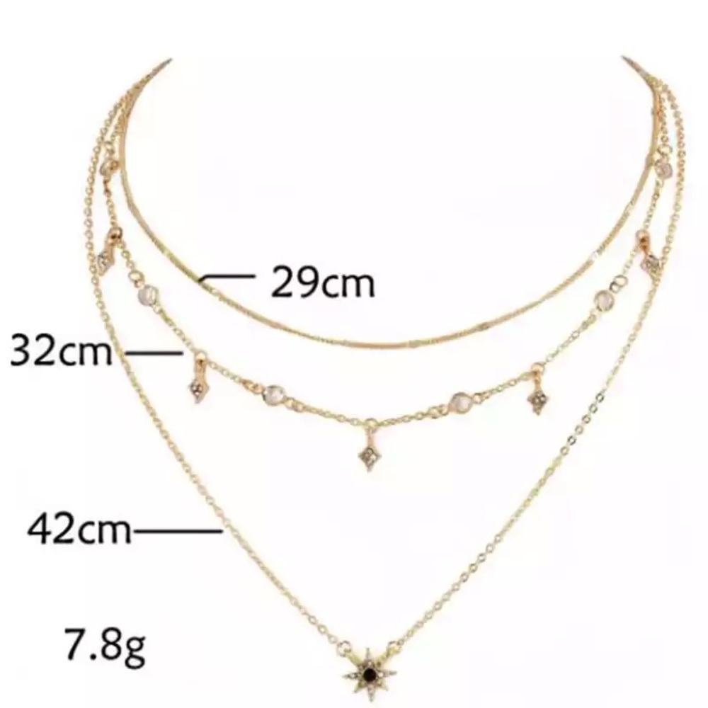 ‼️3/$30 Boho Multilayer Crystal Star Gold Necklace - Picture 4 of 5